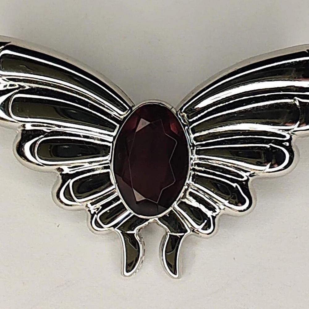 vintage sterling silver butterfly brooch With Purple Amethyst Stone Carla S.S.